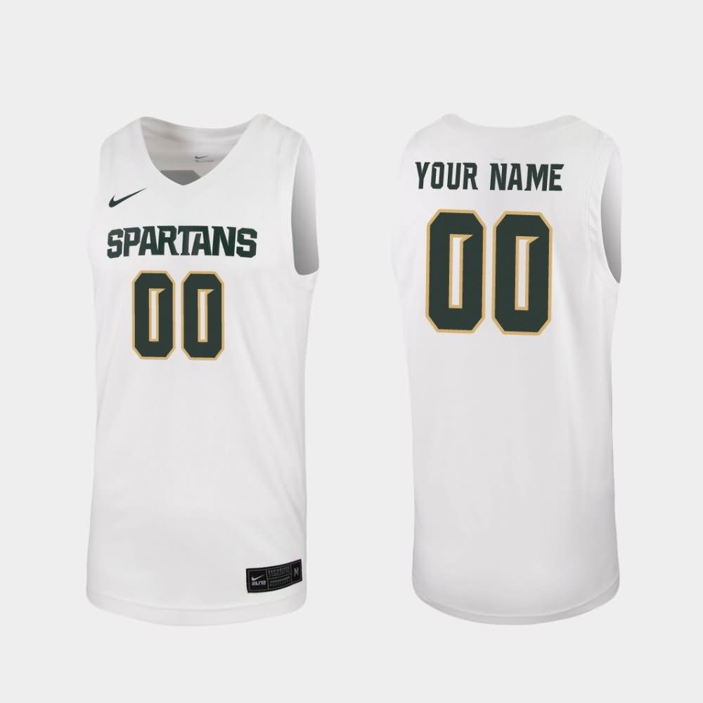 Men's Michigan State Spartans #00 Custom NCAA Nike Authentic White 2019-20 College Stitched Basketball Jersey ZI41D34PH